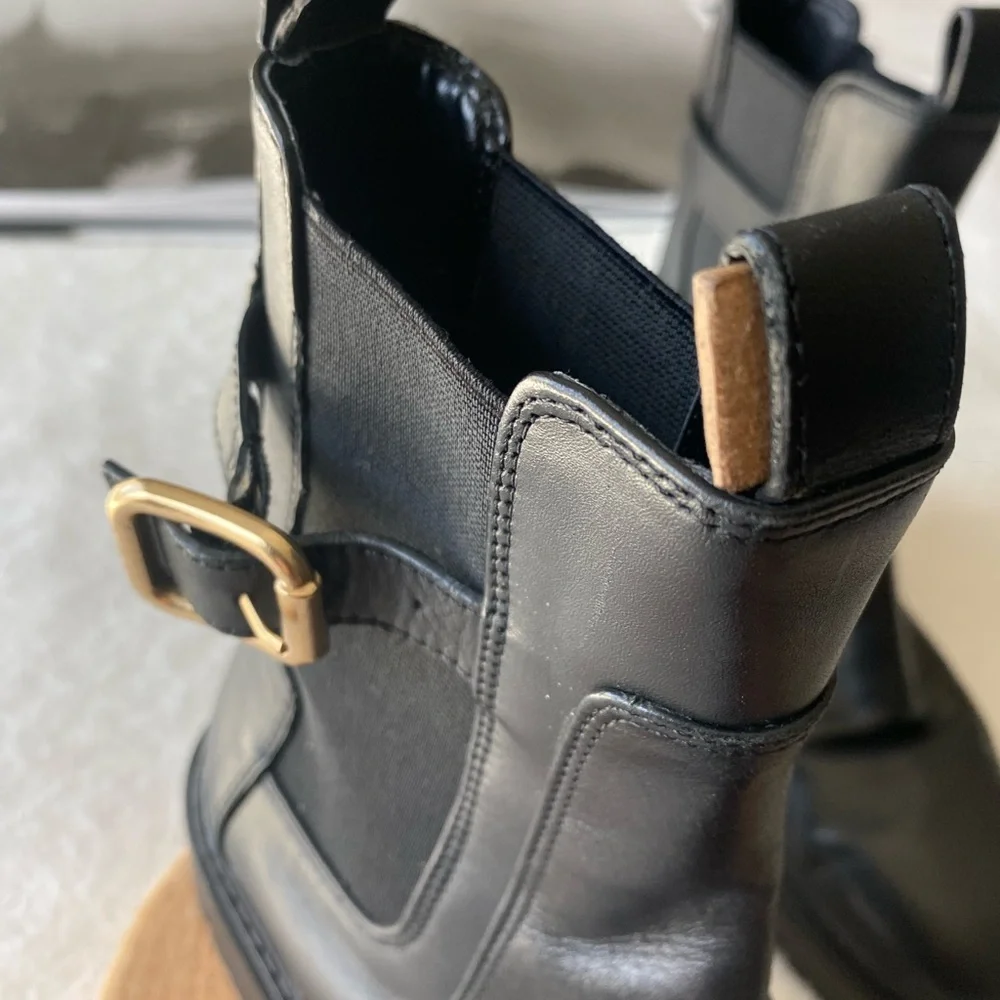 Zara Leather Ankle Moto Boots, EU 37 - Picture 14 of 16